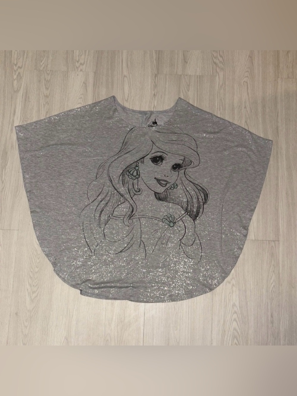 DISNEY PARKS Authentic Women's Gray Ariel Graphic Dolman Sleeve Top Size XXL